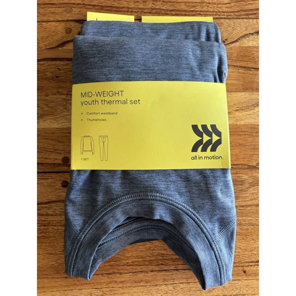 All In Motion Midweight Use Thermal Set Heather Blue Large - Picture 2 of 4